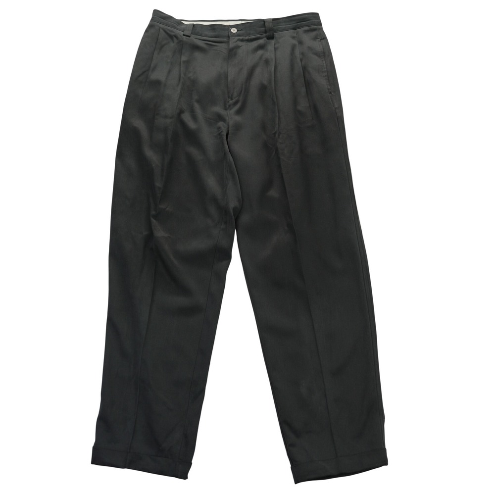 Tommy Bahama Mens 36 Black 100% Silk Pleated Relaxed Dress Pants Trousers